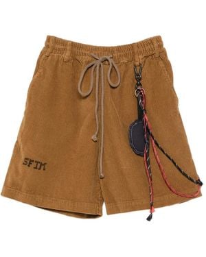 Song For The Mute Shorts A Coste Con Ricamo - Marrone