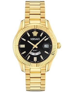Versace Greca Gmt Fluted 41Mm - Metallic
