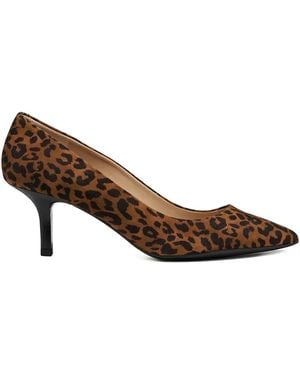 Geox 60Mm Kleopy Leopard Print Heeled Court Shoes - Brown