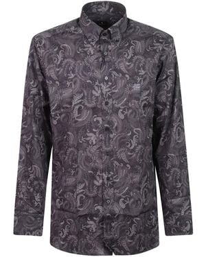 Etro Camisa Con Botones Y Estampado De Cachemira - Gris