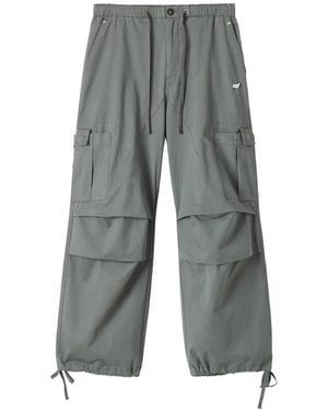 Mini Cream Drawstring-Waist Cargo Trousers - Grey