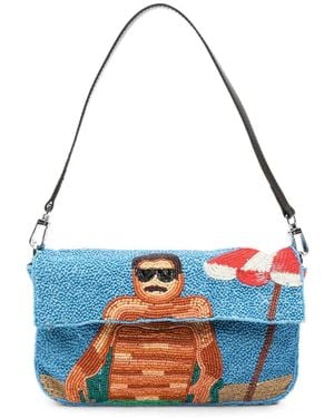 STAUD Tommy Bead-Embellished Shoulder Bag - Blue