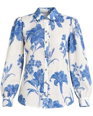 Guess Clara Floral-Print Shirt - Blue