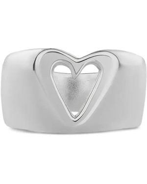 NO MORE Glam Heart Cut-Out Band Ring - White