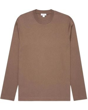 Sunspel Long-Sleevet-Shirt - Brown