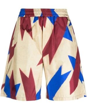 Pierre Louis Mascia Abstract-Print Silk Shorts - Blue