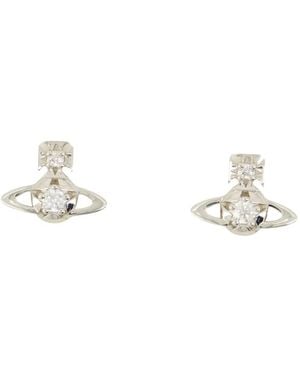 Vivienne Westwood Pendientes Orb Cross - Blanco