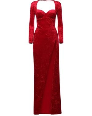 Balenciaga Sweetheart Long-Sleeve Maxi Dress - Red