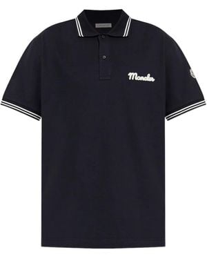 Moncler Poloshirt mit Logo-Stickerei - Blau