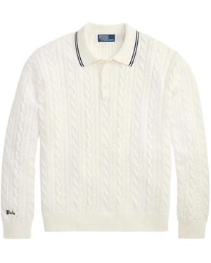 Polo Ralph Lauren Cable-Knit Polo Jumper - White