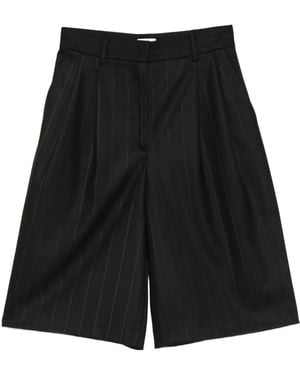 ANDAMANE Xiana Pleated Pinstripe Shorts - Black