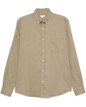 Sunspel Flannel Button-Up Shirt - Natural