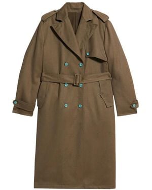 Fortela Trenchcoat Met Dubbele Rij Knopen En Ceintuur - Naturel