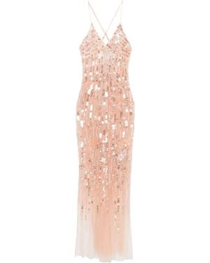 Elisabetta Franchi スパンコール ノースリーブ マキシドレス - ピンク