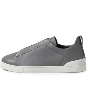 ZEGNA Mélange Triple Stitch Secondskin Trainers - Grey