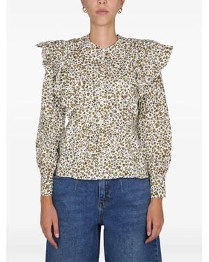 Baum und Pferdgarten Ruffled Floral Print Blouse - Blue