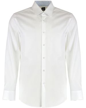 BOSS Patterned-collar Cotton Shirt - ホワイト