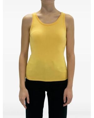 LA ROSE Round Neck Tank Top - Yellow