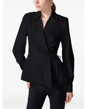 Carolina Herrera Tie-Waist Wrap Shirt - Blue