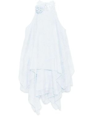 B+ AB Butterfly Embroidered Handkerchief Dress - White