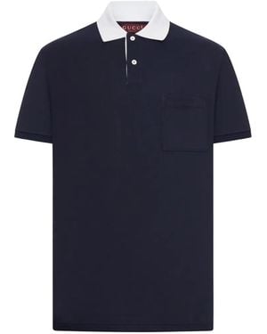 Gucci Chest-Pocket Short-Sleeved Polo Shirt - Blue