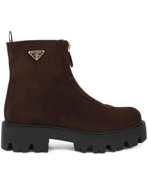 Prada Stiefeletten Mit Dicker Sohle - Braun