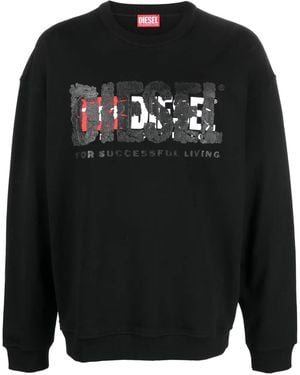 DIESEL Logo-Print Cotton Sweatshirt - Black