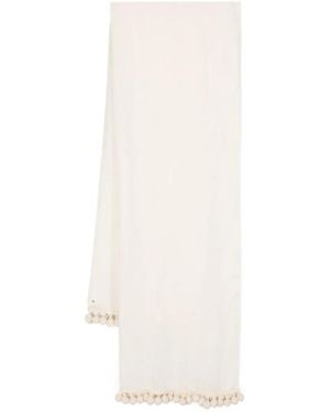 Max Mara Pompom-Detail Scarf - White