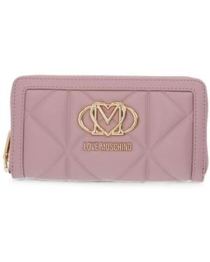 Love Moschino Quilted Logo-Plaque Wallet - Pink