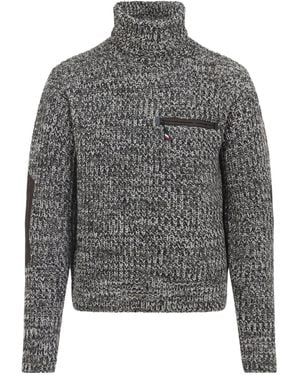 Moncler Roll-Neck Elbow-Patches Sweater - Gray
