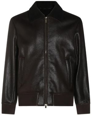 Salvatore Santoro Shearling-Collar Leather Jacket - Black