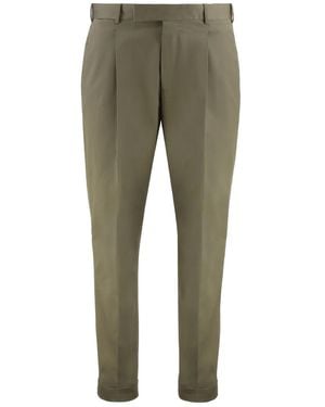 PT Torino Cotton Blend Straight-Leg Trousers - Green