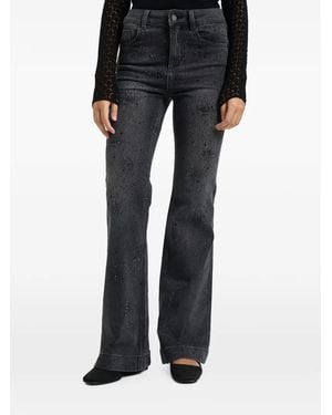 Liu Jo Rhinestone-Embellished Flared Jeans - Black