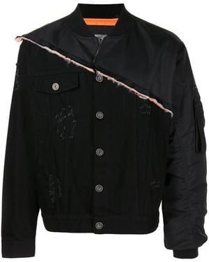 Mostly Heard Rarely Seen Patchwork Panelled Denim Jacket - Black