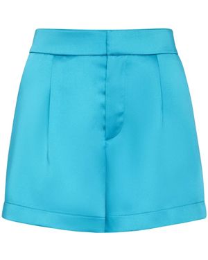 Philipp Plein Logo-Plaque Satin Shorts - Blue
