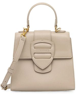 Blauer Logo-Embossed Calf Leather Tote Bag - Natural