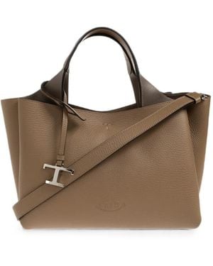 Tod's Grained Leather Tote Bag - Brown