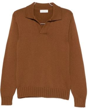 FILIPPO DE LAURENTIIS Polo-Collar Wool Jumper - Brown