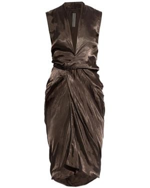Rick Owens Sleeveless Wrap Dress - Brown