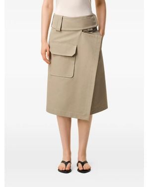 Ami Paris Wrap Belt Cotton Midi Skirt - Natural