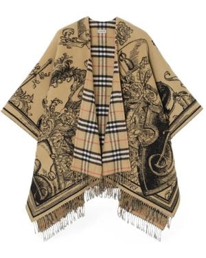 Burberry Reversible Etched Knight Wool Cape - Metallic
