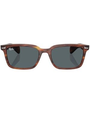 Ray-Ban Brunel Tortoiseshell-Effect Rectangle-Frame Sunglasses - Grey