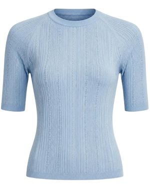 Veronica Beard Brielle Pointelle-Knit Sweater - Blue
