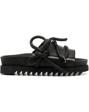 Guidi レースアップ レザーサンダル - ブラック