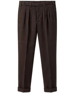 Michael Coal Pleated Turn-Up Trousers - Black