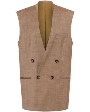 Philosophy Di Lorenzo Serafini Lapeless Double-Breasted Gilet - Brown