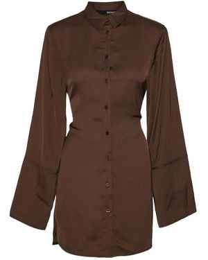 ROTATE BIRGER CHRISTENSEN Tie-Waist Shirt Mini Dress - Brown