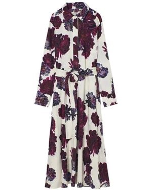 Psophia Aeonium Floral-Print Belted Midi Dress - White
