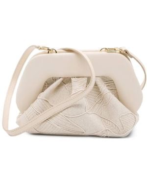 THEMOIRÈ Bios Small Ricamo Embroidered Clutch Bag - Natural