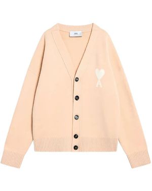 Ami Paris Ami De Coeur Cardigan - Natural